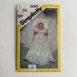Vtg Simplicity 6260 Cinderella Christening Gown Sewing Pattern Baptism Gown UC